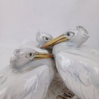 Guido Cacciapuoti (1892-1953) Italian Fine Porcelain Bird Grouping Egret Heron
