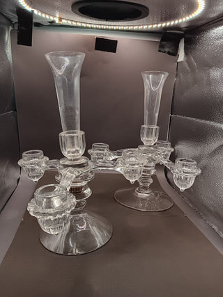 Vint. Glass (3 piece) Candelabra