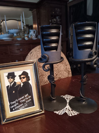 Heavy Wrought Iron Candleholder W Candle