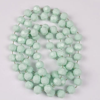 Aqua Seafoam Green Beaded Necklace Single Strand 17" Drop