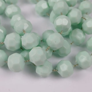 Aqua Seafoam Green Beaded Necklace Single Strand 17" Drop