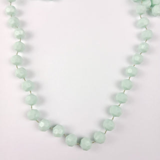 Aqua Seafoam Green Beaded Necklace Single Strand 17" Drop
