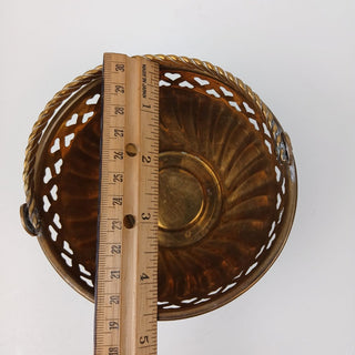 Brass Basket with Hinged Handle Hearts