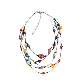 90s Multistrand Beaded Necklace Handmade