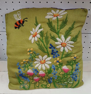 Embroidered Bumblebee Pillow