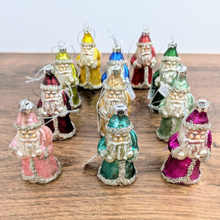 Vintage themed Glass Santa Ornament 4"