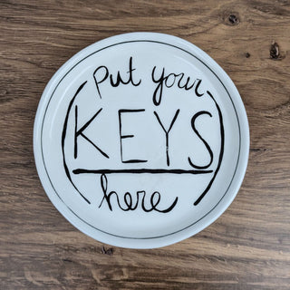 Put Your Keys Here Stoneware 5" Dish