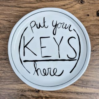 Put Your Keys Here Stoneware 5" Dish