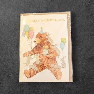 Hester & Cook Bear Hugs & Birthday Wishes Card  Gold Foil