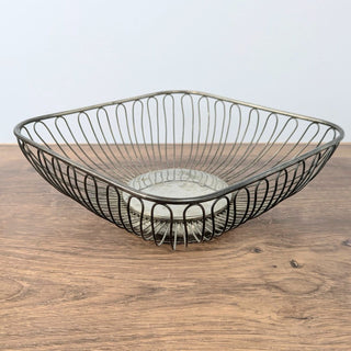 Vintage Silver Plated Metal Basket 10wx10dx4h