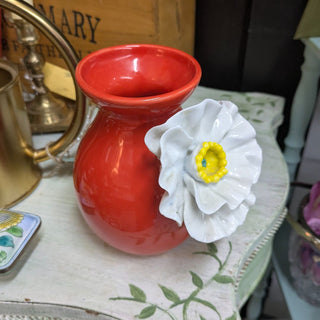 Anthropologie 3D White Poppy Vase