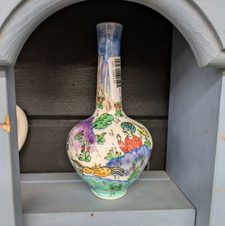 Hand Painted Vase w/Long Spout