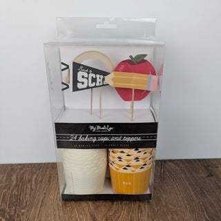 BACK TO SCHOOL BAKING CUPS WITH TOPPERS