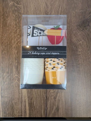 BACK TO SCHOOL BAKING CUPS WITH TOPPERS