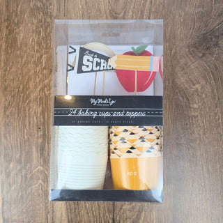 BACK TO SCHOOL BAKING CUPS WITH TOPPERS