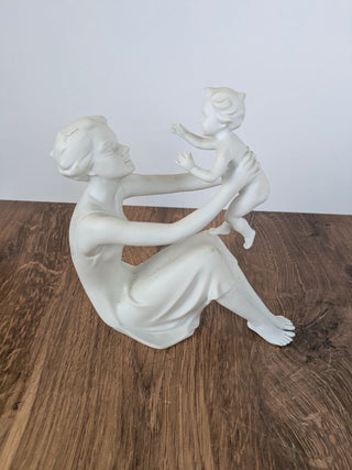 Kaiser Cerman Porcelain Bisque Figurine #398 Mother Holding Baby 9Hx8Wx4D