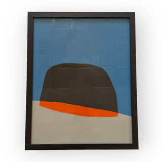 Blue Black Orange Half Circle Original Art by S. Tinberg 12Wx15Hx1D