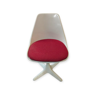 M. Burke, Set of 5, Tulip Dining Set, Table with 4 Chairs with Red Cushions