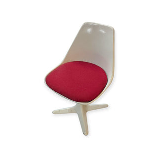 M. Burke, Set of 5, Tulip Dining Set, Table with 4 Chairs with Red Cushions