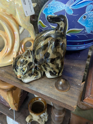 single Mann pottery cat bookend midcentury