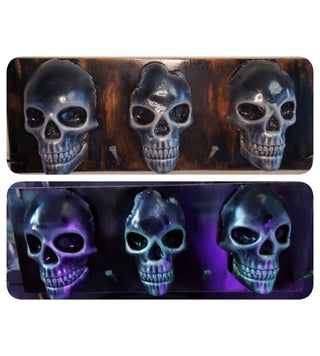 Artist Original - Skull Art Wall Mount Hanging Industrial Coat Hat Rack, glow in the dark UV blacklight reactive(FIRM)