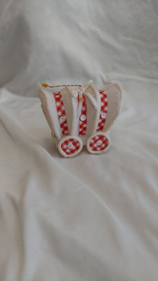 1960s Gingham White frocked blowmold Wagon Ornament - Japan