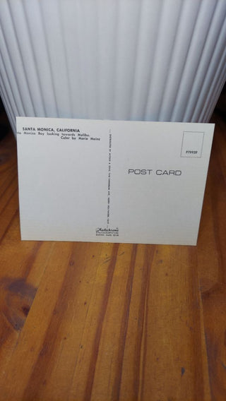 1960s Santa Monica California Bay looking towards Malibu, Plastichrome Colourpicture Postcard