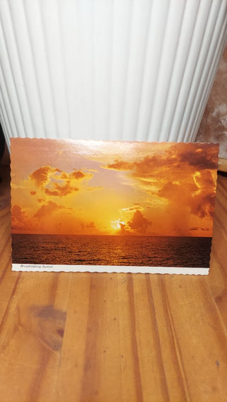 1970s "Breathtaking Sunset" California coast, postcard unused
