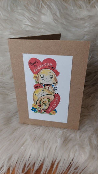 Mushroom Valentine's Day Blank Greeting Card - Print on recycled 5x7 paper.