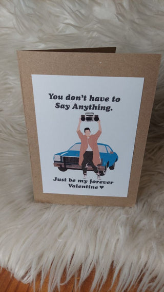 Custom Designed 80s Movie Valentine's Day Blank Greeting Card - Print on recycled 5x7 paper.