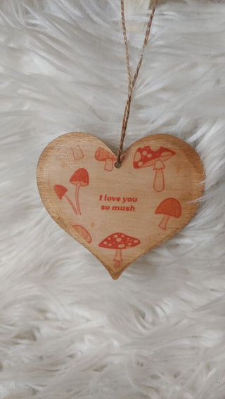 I Love You Mushroom - Happy Valentines Day Wood Ornament, Artisan Print On Wood