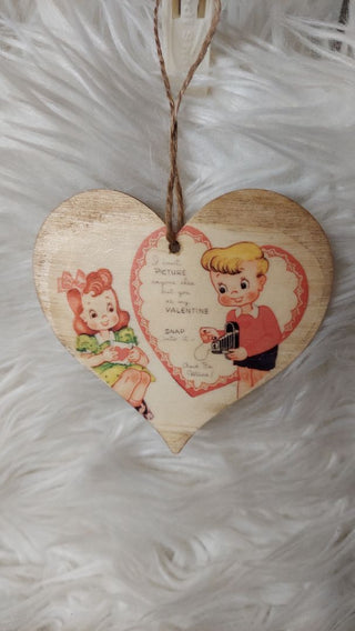 I can't picture anyone but you -- Happy Valentines Day Wood Ornament, Artisan Print On Wood