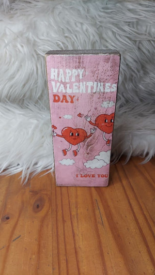 Happy Valentine's Day I Love You- Artisan Wood Block Print