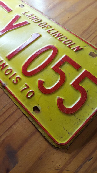 1970 Yellow and Red, Illinois License Plate