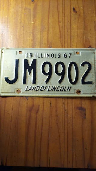 1967 Cream and Black Illinois License Plate