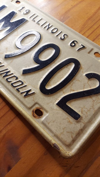 1967 Cream and Black Illinois License Plate