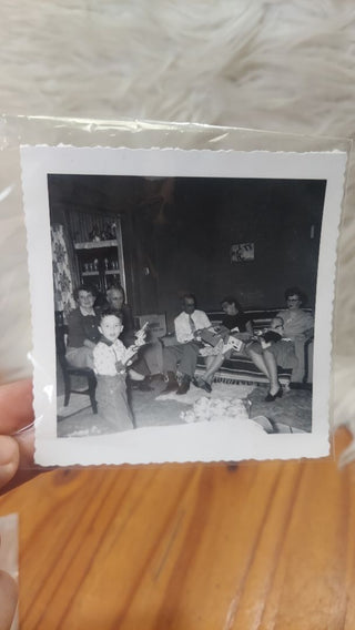 1950s Boy gets Smokey Cap Guns for Christmas! Family photography on Kodak Velox Paper