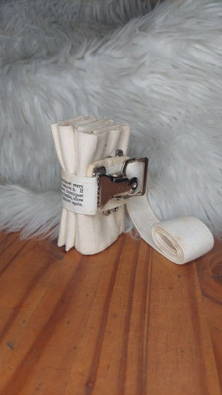 1930s tourniquet and cotton gauze wrapping, vintage first aid medical supplies