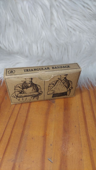 1930s Bell System "triangular bandage" new in box, vintage first aid medical supplies