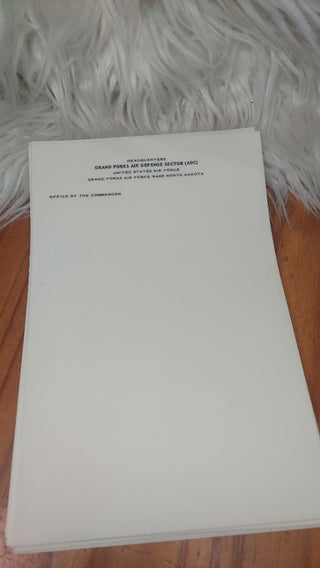 1940s Official Correspondence Paper Watermarked With Official Department Of Defense United States Seal, Grand Forks Air Defense Air Force Base - 25 pieces