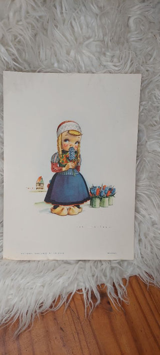 1965 - Little Dutch Girl By Jan Lavies. Litho travel menu