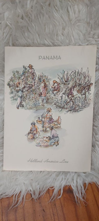 1965 Panama Litho Meno Art - Holland America Line, West Indies Christmas Cruise menu art by studio certo Amsterdam