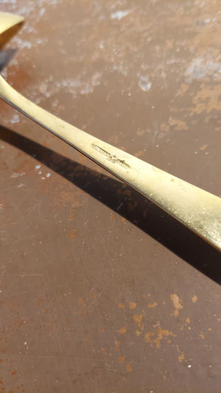 11. 1920s Regal Solid Gravy Ladle (A.B.Dirigold Sweden, Clover Backstamp) by Dirilyte-Dirigold - Goldware flatware