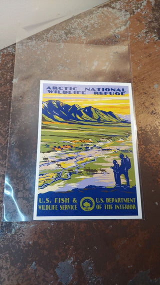 "Artic National Wildlife Refuge" Sierra Club to commemorate the 50th anniversary of the formation of the Arctic Refuge and bore the SC logo and the F&WS seal - Postcard