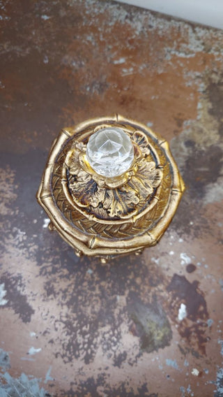 Regency Style Ornate Faux Gold and Wood Resin Trinket / power box