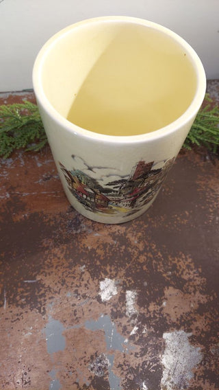 1930-50 Village Scene - Crown Devon Fieldings Staffordshire England - Utensil Vase Cannister Jar Storage - 1662 Stamp