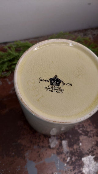 1930-50 Village Scene - Crown Devon Fieldings Staffordshire England - Utensil Vase Cannister Jar Storage - 1662 Stamp