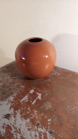 1970s Modern Pastel Desert Rust Round Orb vase by Srednick Collection, Japan (As-Is)