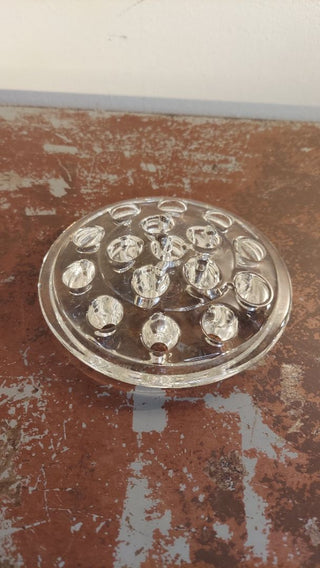 16 hole Crystal Clear Glass Flower Frog