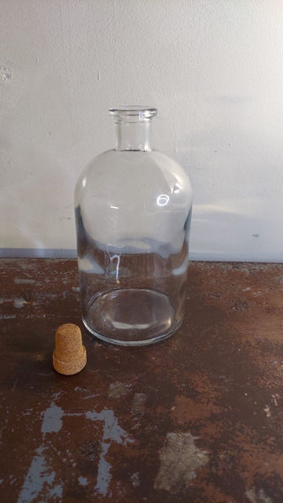 Large Clear Solution Apothecary medical pharmaceutical glass bottle with cork top